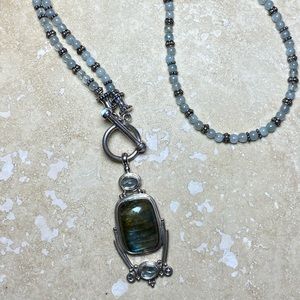 Sajen 925 Labradorite Pendant on Beaded Necklace